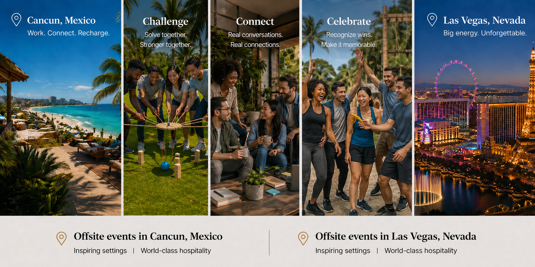 Offsite team experiences in Cancun and Las Vegas